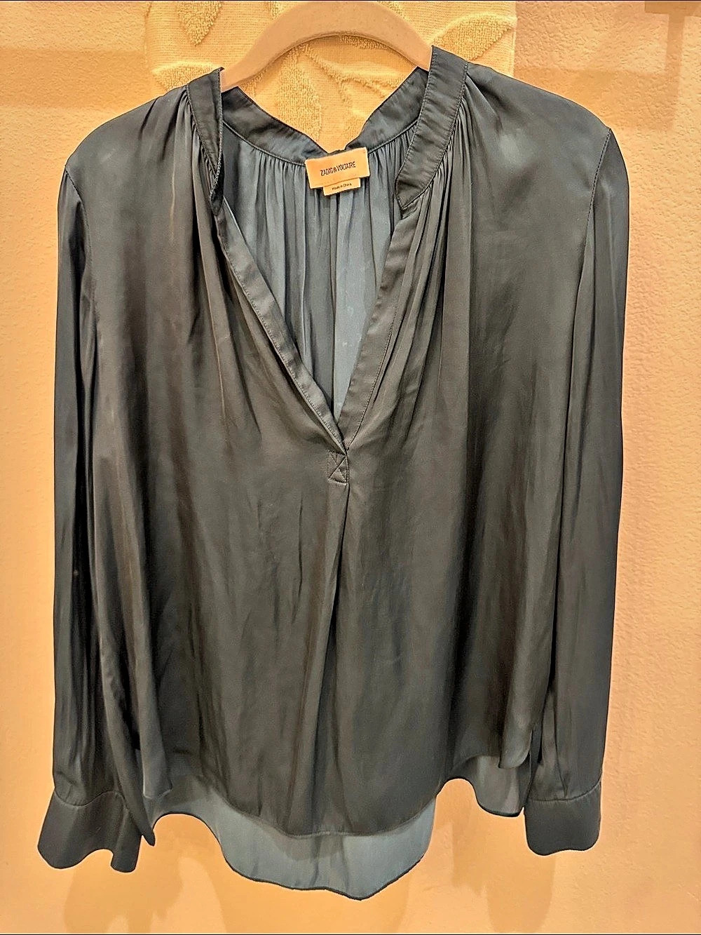 Zadig & Voltaire Tink Satin Blouse Long Sleeve Blouse Blue Medium